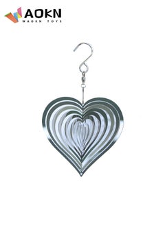 WAOKN Wind Chimes Beating Heart 3D Stainless Steel Metal Sculptures Geometric Art Heart Wind Spinner Love Heart Wind Catchers Kinetic Hanging Backyard Outside Indoor Outdoor Clearance Ornaments Gifts  - Image 1