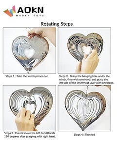 WAOKN Wind Chimes Beating Heart 3D Stainless Steel Metal Sculptures Geometric Art Heart Wind Spinner Love Heart Wind Catchers Kinetic Hanging Backyard Outside Indoor Outdoor Clearance Ornaments Gifts  - Image 3