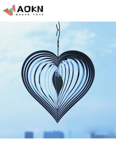 WAOKN Wind Chimes Beating Heart 3D Stainless Steel Metal Sculptures Geometric Art Heart Wind Spinner Love Heart Wind Catchers Kinetic Hanging Backyard Outside Indoor Outdoor Clearance Ornaments Gifts  - Image 2