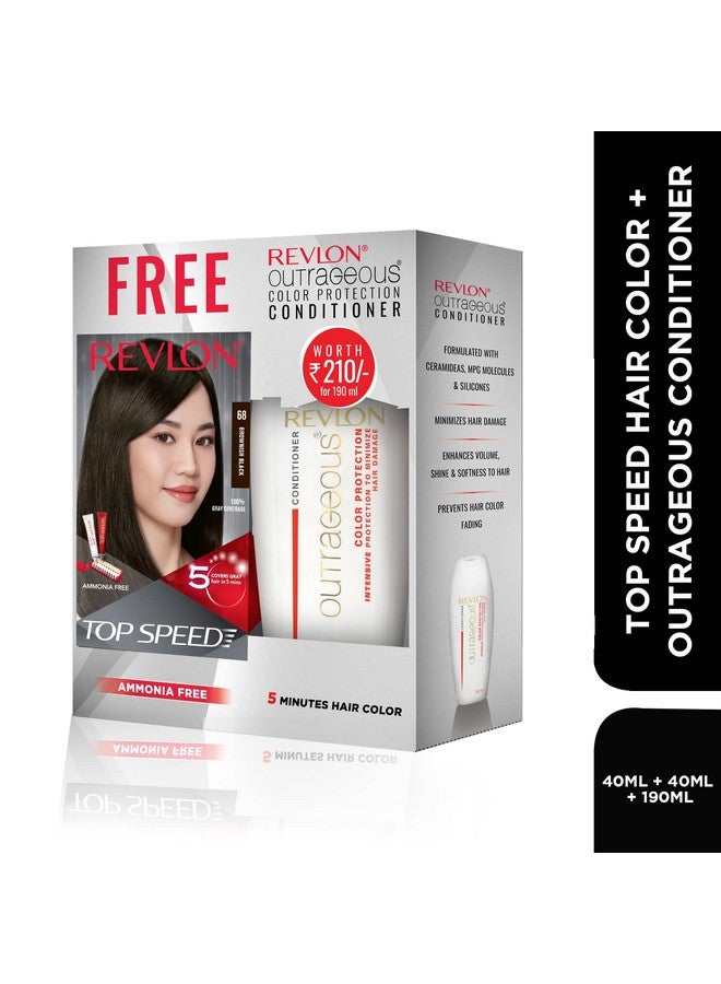 Revlon Top Speed Hair Color For Woman - Brownish Black 68 (With Outrageous Conditioner 190 Ml), (3S10978E16463668) - Image 3