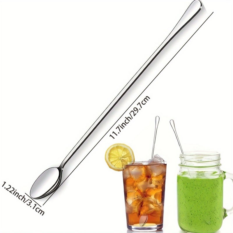 5 Pcs 11.7 Inch Mirror Polished Iced Tea Spoons Stainless Steel Long Handle Stirring Spoon Dishwasher Safe - Image 3