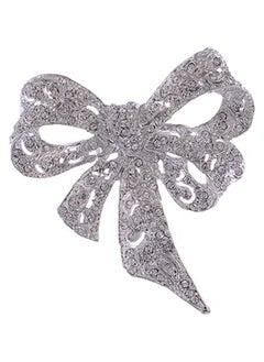 Generic Brooch Pin Bow Ribbon Silvery  - Image 1