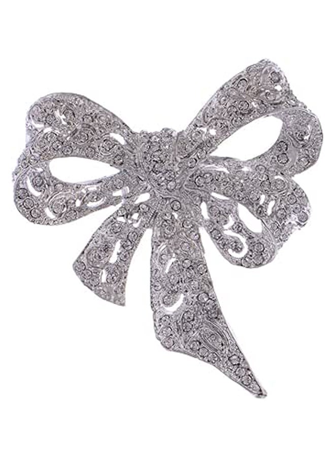 Brooch Pin Bow Ribbon Silvery - Image 1