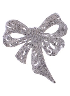 Generic Brooch Pin Bow Ribbon Silvery  - Image 4