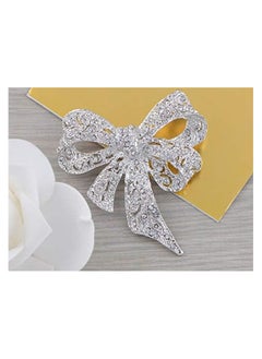 Generic Brooch Pin Bow Ribbon Silvery  - Image 3