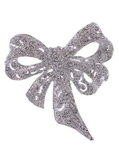 Generic Brooch Pin Bow Ribbon Silvery  - Image 2