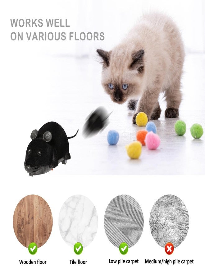 Ufurty Auto Moving Mouse Cat Toy, Interactive Cat Toys Wireless Electronic Fake Mouse Rat Pet Toy Running Wheel Plush Rat Chasing Prank Toy for Cats Dogs Kids Novelty Gift By Greatstar (Black, No Controller) - Image 5