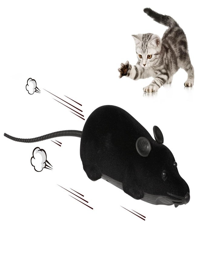 Ufurty Auto Moving Mouse Cat Toy, Interactive Cat Toys Wireless Electronic Fake Mouse Rat Pet Toy Running Wheel Plush Rat Chasing Prank Toy for Cats Dogs Kids Novelty Gift By Greatstar (Black, No Controller) - Image 1