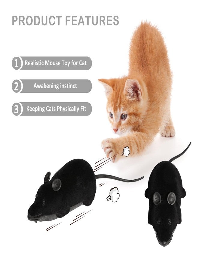 Ufurty Auto Moving Mouse Cat Toy, Interactive Cat Toys Wireless Electronic Fake Mouse Rat Pet Toy Running Wheel Plush Rat Chasing Prank Toy for Cats Dogs Kids Novelty Gift By Greatstar (Black, No Controller) - Image 3