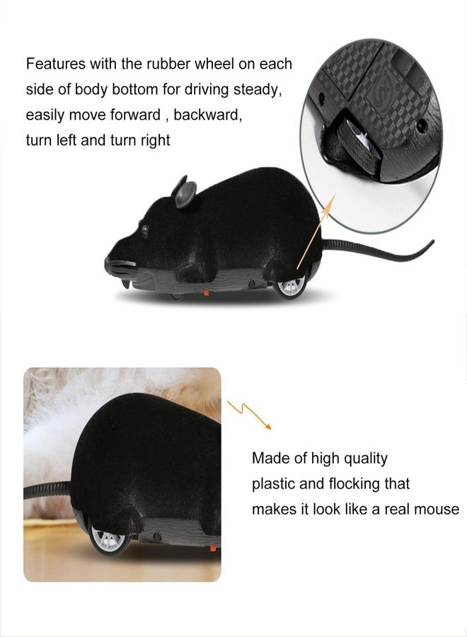 Ufurty Auto Moving Mouse Cat Toy, Interactive Cat Toys Wireless Electronic Fake Mouse Rat Pet Toy Running Wheel Plush Rat Chasing Prank Toy for Cats Dogs Kids Novelty Gift By Greatstar (Black, No Controller) - Image 4