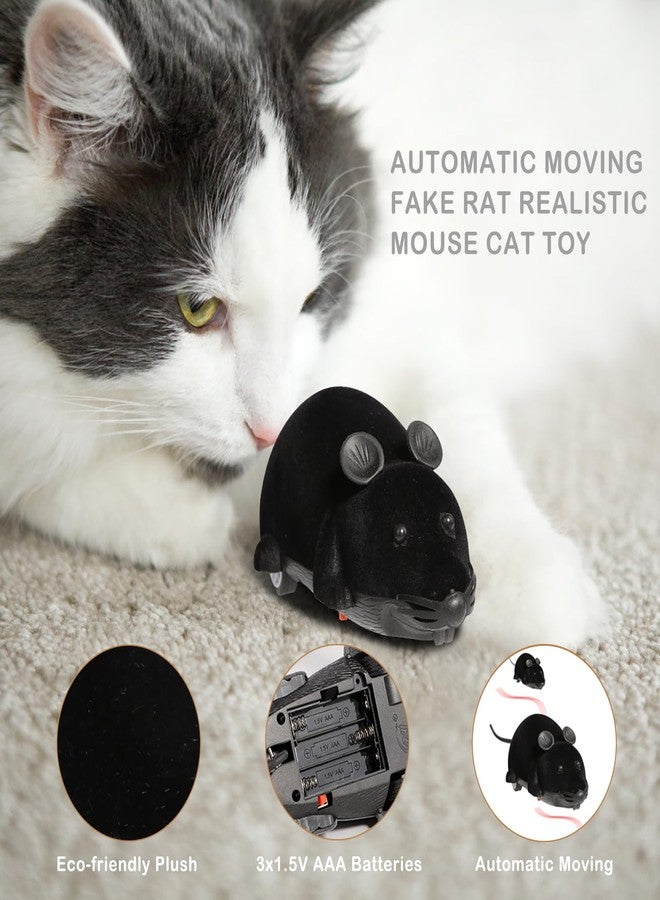 Ufurty Auto Moving Mouse Cat Toy, Interactive Cat Toys Wireless Electronic Fake Mouse Rat Pet Toy Running Wheel Plush Rat Chasing Prank Toy for Cats Dogs Kids Novelty Gift By Greatstar (Black, No Controller) - Image 2