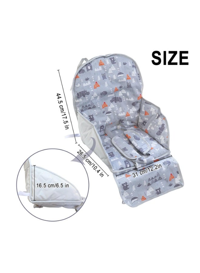 Kocpudu High Chair Pad, High Chair Cushion, Cute Pattern, Comfortable Seat Belt Design, Soft and Comfortable Seat Cushion Breathable Pad, Baby Sits More Safe and Comfort(Gray Animal Pattern) - Image 4