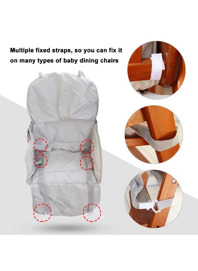 Kocpudu High Chair Pad, High Chair Cushion, Cute Pattern, Comfortable Seat Belt Design, Soft and Comfortable Seat Cushion Breathable Pad, Baby Sits More Safe and Comfort(Gray Animal Pattern) - Image 2