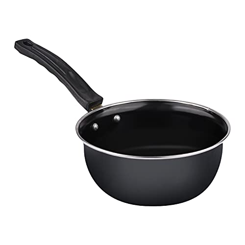 ATEVON Induction-Friendly Nonstick Aluminium Cookware Set - Tadka Pans and Saucepan Combo, Black, 2 Count - Image 3