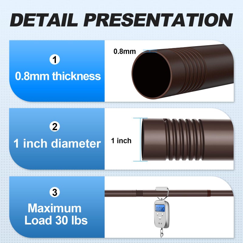 CorkLatta Bronze Shower Curtain Rod 31 to 68 Inch,1 Inch Diameter Adjustable Spring Tension Stainless Steel Telescoping Rod,Easy Install,No Rust - Image 3