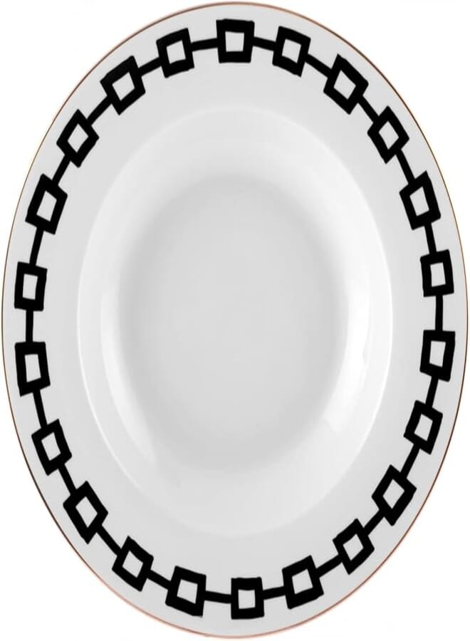 Karaca Monstera Chain Porcelain Deep Plate 22 cm