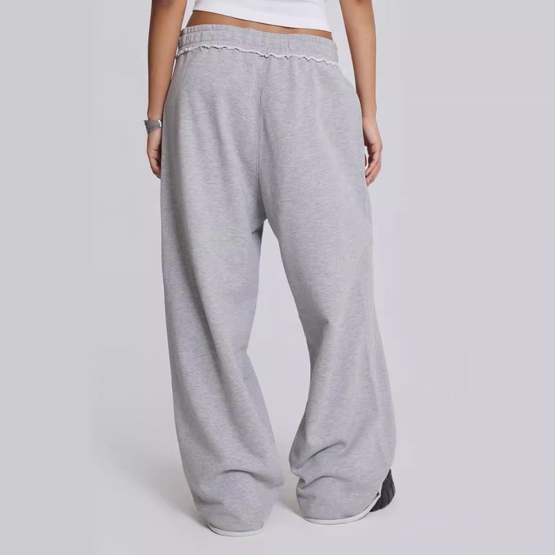 Vintage High Waist Gray Sweatpants for Women Grey - Image 5