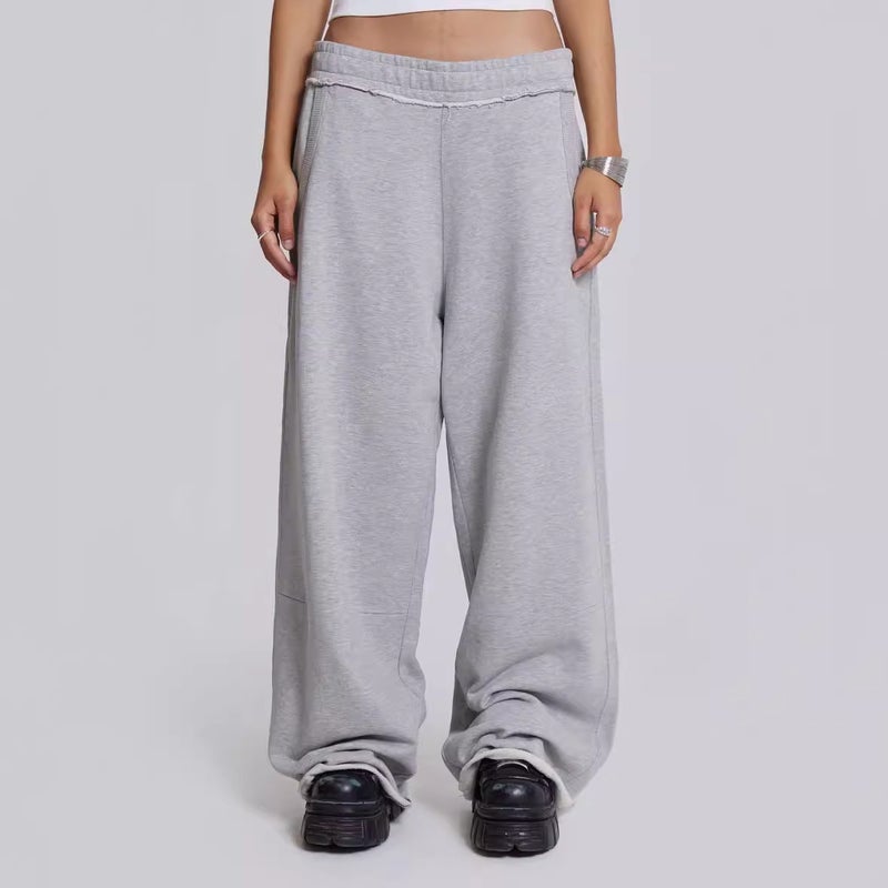 Vintage High Waist Gray Sweatpants for Women Grey - Image 2