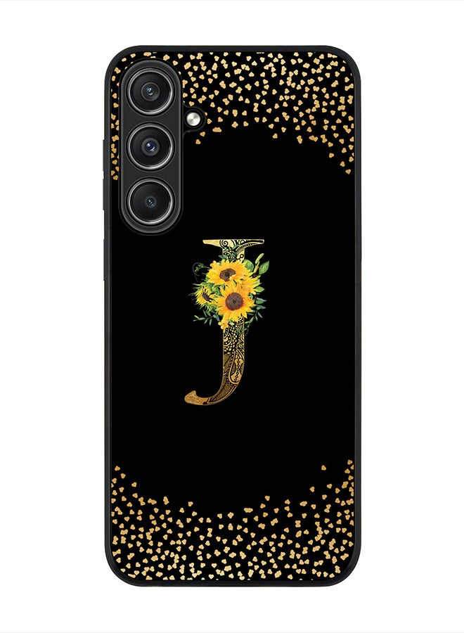 Stylizedd Rugged Black Edge case for Samsung Galaxy S23 FE, Slim fit Flexible   Custom Monogram Initial Letter Mandala Floral Pattern Alphabet- J (Black) - Image 1