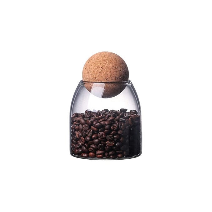 GLASS FOOD STORAGE CANISTER 550ML19OZ AIRTIGHT SEALED CONTAINER CANISTER CLEAR GLASS STORAGE JAR WITH CORK LID FOR SPICES SUGAR COFFEE BISCUITS CANDIES