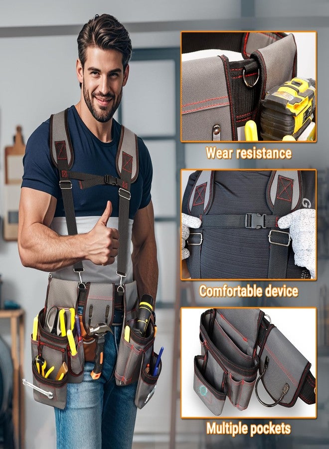 Elecrow Tool Belt, 18 Pocket Professional Tool Belt Organizer, Adjustable Utility Belt, Heavy Duty Construction Tool Pouch for Electrician, Gardening, Carpenter - Image 5