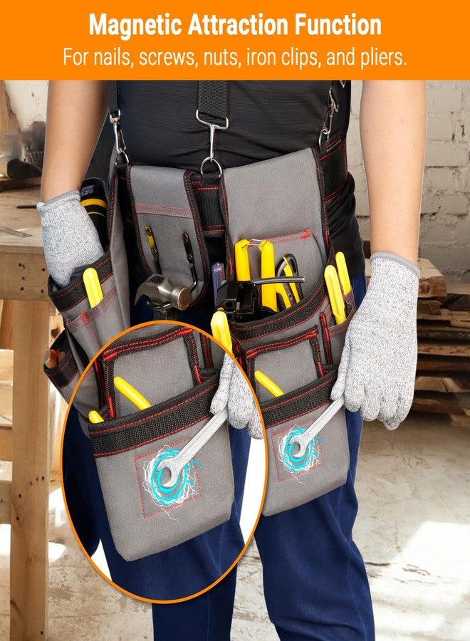 Elecrow Tool Belt, 18 Pocket Professional Tool Belt Organizer, Adjustable Utility Belt, Heavy Duty Construction Tool Pouch for Electrician, Gardening, Carpenter - Image 2