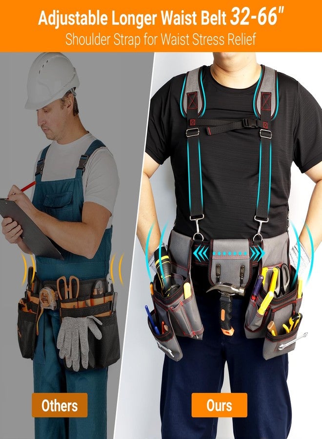 Elecrow Tool Belt, 18 Pocket Professional Tool Belt Organizer, Adjustable Utility Belt, Heavy Duty Construction Tool Pouch for Electrician, Gardening, Carpenter - Image 4