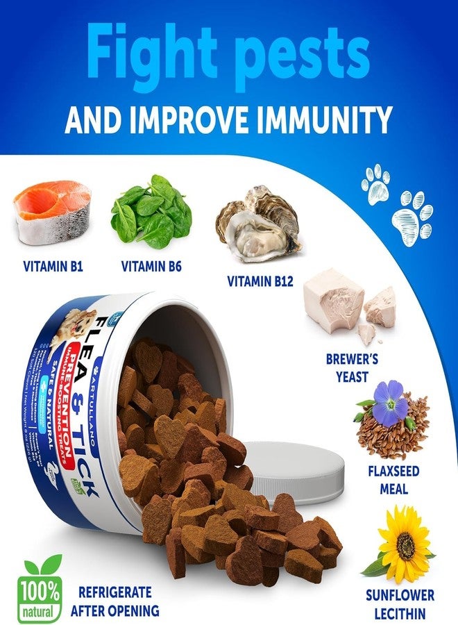 Artullano Flea and Tick Prevention for Dogs Chewables - Made in USA - Natural Flea and Tick Supplement for Dogs - 240 Immune Support Chews (2 Pack) - Vitamins B1, B6, B12 - All Breeds and Ages - Image 4