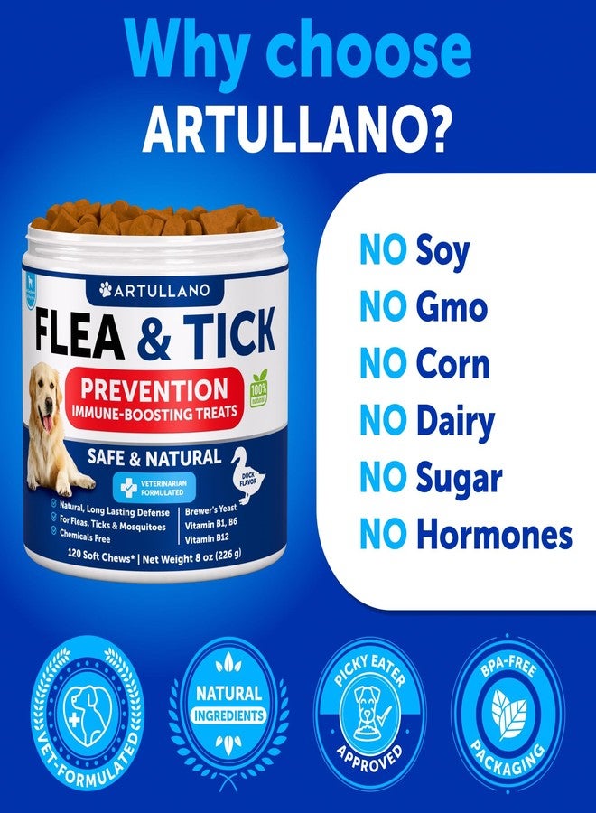 Artullano Flea and Tick Prevention for Dogs Chewables - Made in USA - Natural Flea and Tick Supplement for Dogs - 240 Immune Support Chews (2 Pack) - Vitamins B1, B6, B12 - All Breeds and Ages - Image 5