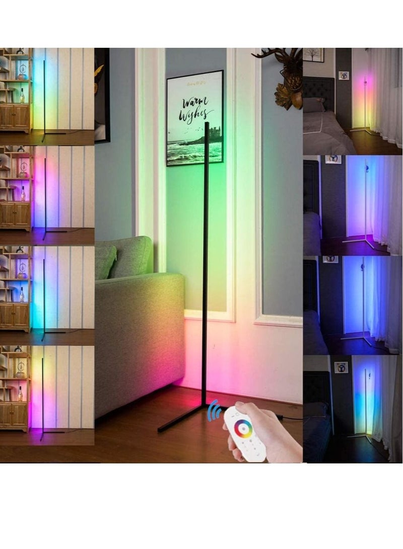 Smart RGB Floor Lamp, LED Floor Lamp Ambient Background Light, Modern Minimalism Color Changing LED Dimmable Torchiere, Black - Image 1