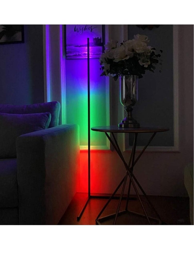Smart RGB Floor Lamp, LED Floor Lamp Ambient Background Light, Modern Minimalism Color Changing LED Dimmable Torchiere, Black - Image 2