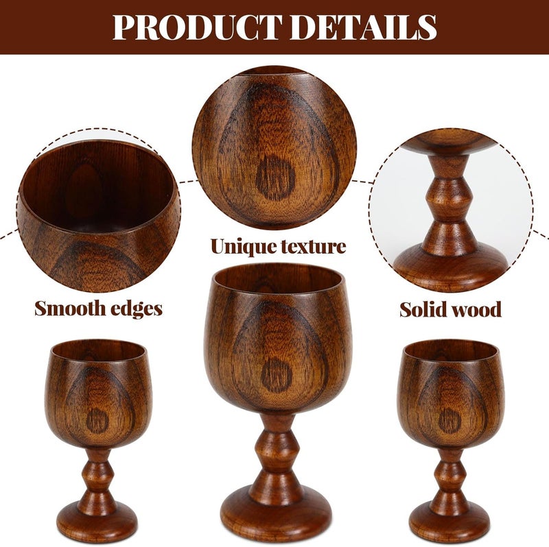 Koqye Koqye 2Piece Wooden Goblets  53oz Medieval Wine Chalice Cups Handcrafted Wood Cups Vintage Style for Communion Altar Kitchen  Home Decor  - Image 2
