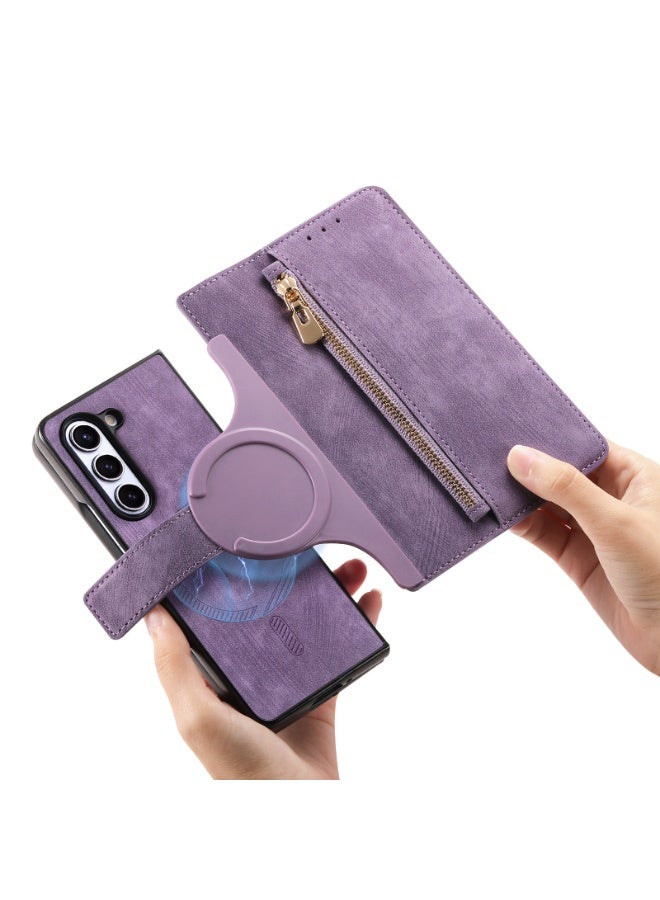 general Compatible with Samsung Galaxy Z Fold 7 5G Zipper Wallet Case, Credit Card Holder Stand, RFID Blocking, Magnetic Removable Flip Cover for Z Fold 7 - Image 2