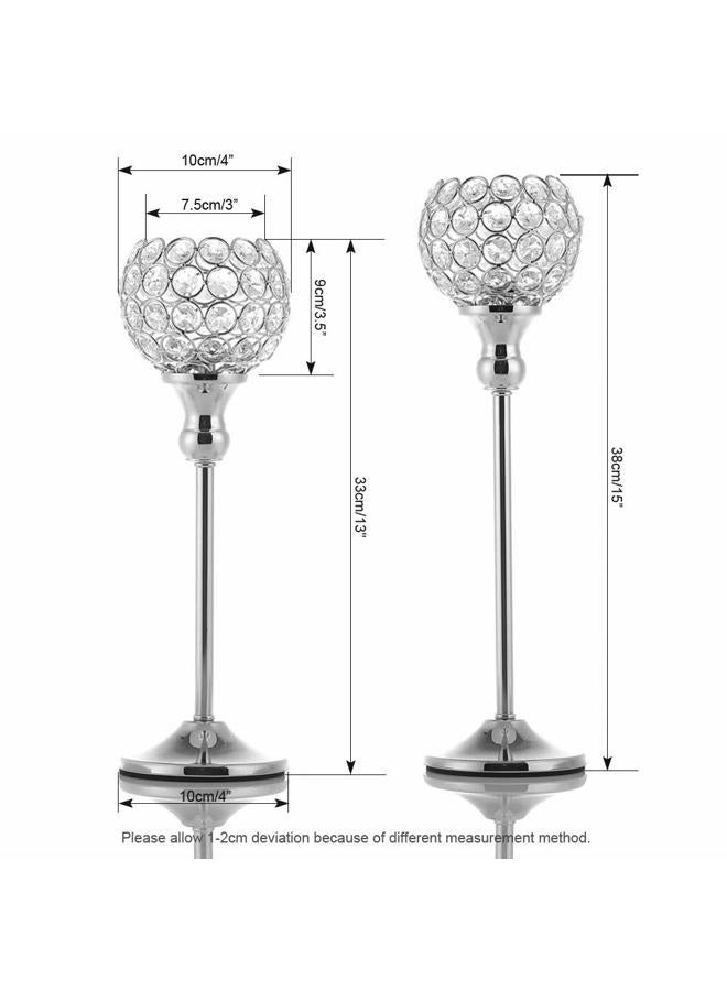 VINCIGANT Silver Crystal Candle Holder,Wedding Table Centerpice,Ornaments for Living Room,Gift Box Package 33cm&38cm Tall - Image 4