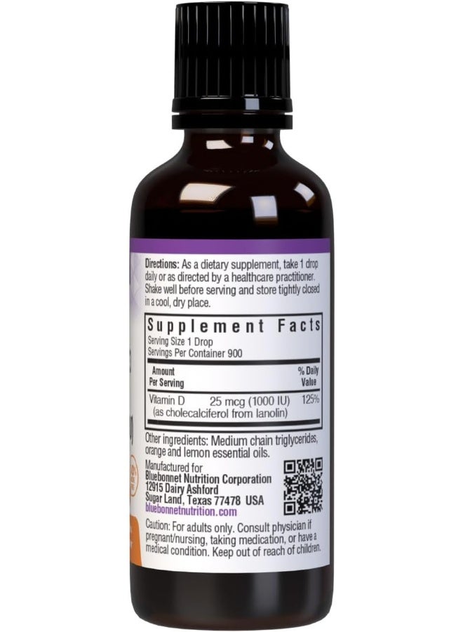 Bluebonnet Liquid Vitamin D3 Drops 25 mcg Citrus Flavor for Adults - Image 2