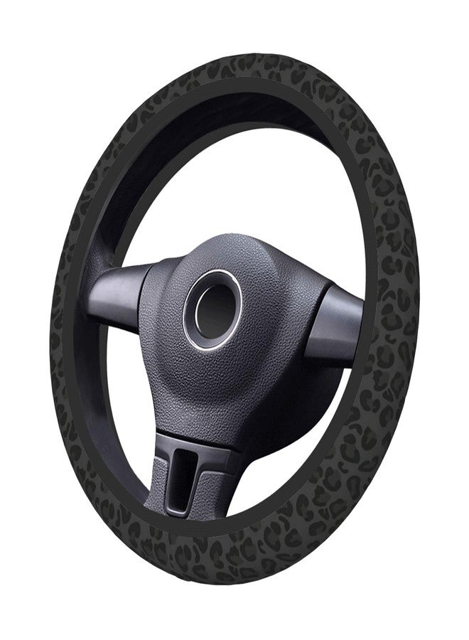 CTVSLFU Steering Wheel Cover Universal Fit Car Interior Accessories for Women Men 15 Inch Breathable Anti Slip Odorless Neoprene Steering Wheel Cover for Car Decor Protector - Black Leopard Print 001 - Image 4
