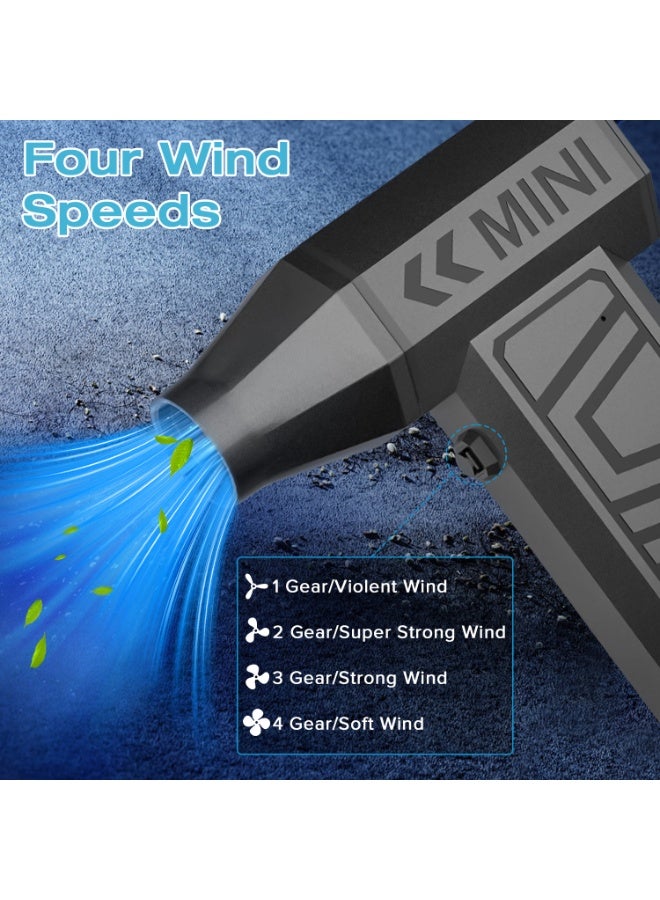 Yakiter Cordless Air Duster-130000RPM Super Power Cordless Air Duster, 4-Gear Adjustable Mini Blower with Fast Charging, Dust Blower for Computer, Keyboard, House, Outdoor and Car (Black) - Image 2