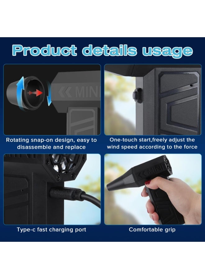 Yakiter Cordless Air Duster-130000RPM Super Power Cordless Air Duster, 4-Gear Adjustable Mini Blower with Fast Charging, Dust Blower for Computer, Keyboard, House, Outdoor and Car (Black) - Image 5