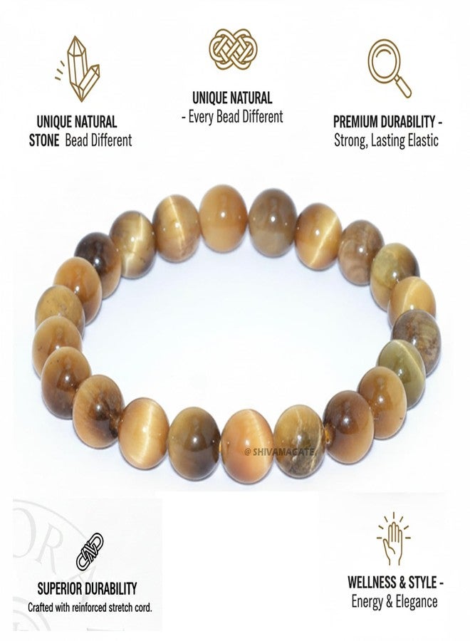 SHIVAMAGATE Natural Yellow Cat's Eye Crystal Bracelet | 8mm Beads for Protection, Intuition & Strength | Spiritual Healing, Meditation & Manifestation | Unisex Bracelet for Men & Women (Pack of 1) - Image 3