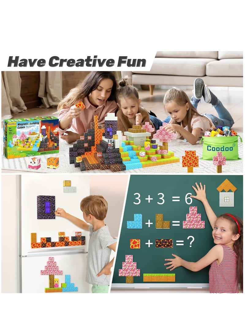 null - 128pcs snow hut square building block set children’s puzzle doll assembled game peripheral mini toys minecrafts magnetic cube intelligent magnetic building block set build a 3D mag-world - Image 1