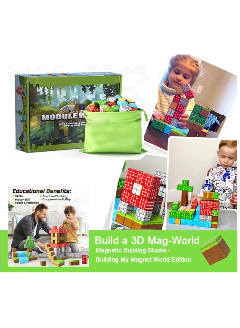 null - 128pcs snow hut square building block set children’s puzzle doll assembled game peripheral mini toys minecrafts magnetic cube intelligent magnetic building block set build a 3D mag-world - Image 1