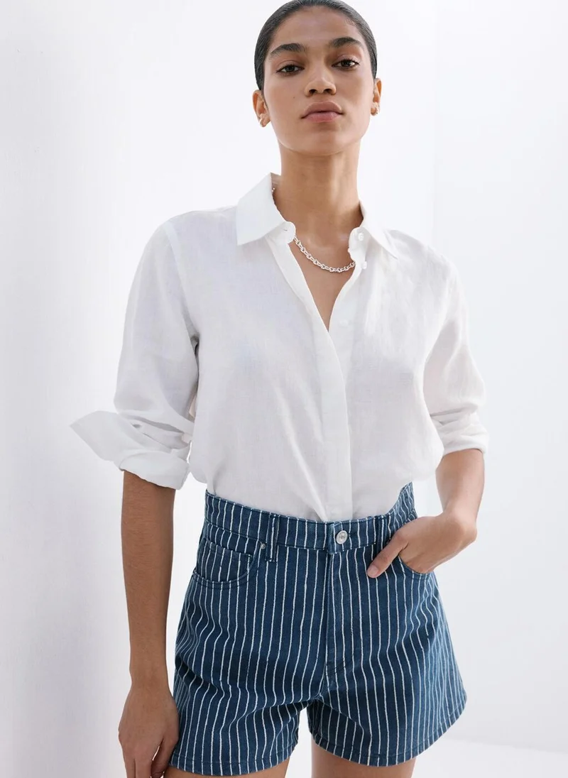 Mango 52-AZUL High-Rise Denim Shorts for Women | Best Price UAE