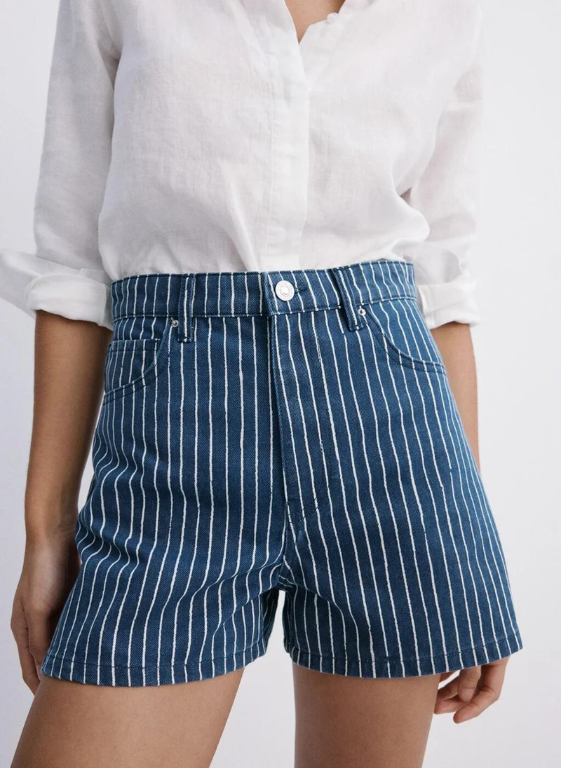 Mango High-Rise Denim Shorts