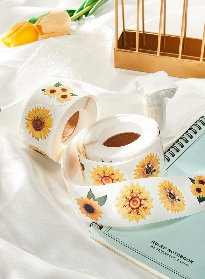 Vibrant 1.5 Inch Sunflower Stickers, 1000 Self-Adhesive Labels with 8 Unique Designs for Party Decor, Scrapbooking and Card Making - Image 4