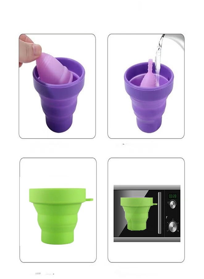 Ailily Collapsible Silicone Cup Holder Sterilizing Container Storage for Menstrual Cup Microwave Friendly Menstrual Cup Sterilizer(green)  - Image 2