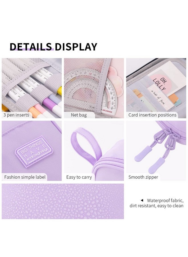 CICIMELON Durable Pen Pencil Case Big Storage Pen Pouch Bag For School Supplies Office College Teen Girls Adults, Purple - Image 4