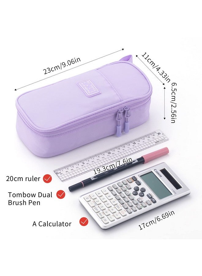CICIMELON Durable Pen Pencil Case Big Storage Pen Pouch Bag For School Supplies Office College Teen Girls Adults, Purple - Image 5