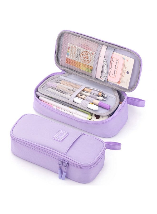 CICIMELON Durable Pen Pencil Case Big Storage Pen Pouch Bag For School Supplies Office College Teen Girls Adults, Purple - Image 1