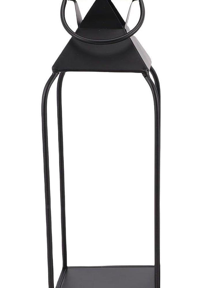 Generic Modern Black Metal Lantern Candle Holder Set for Fireplace Mantel Farmhouse Decor (Medium+Small) - Image 4