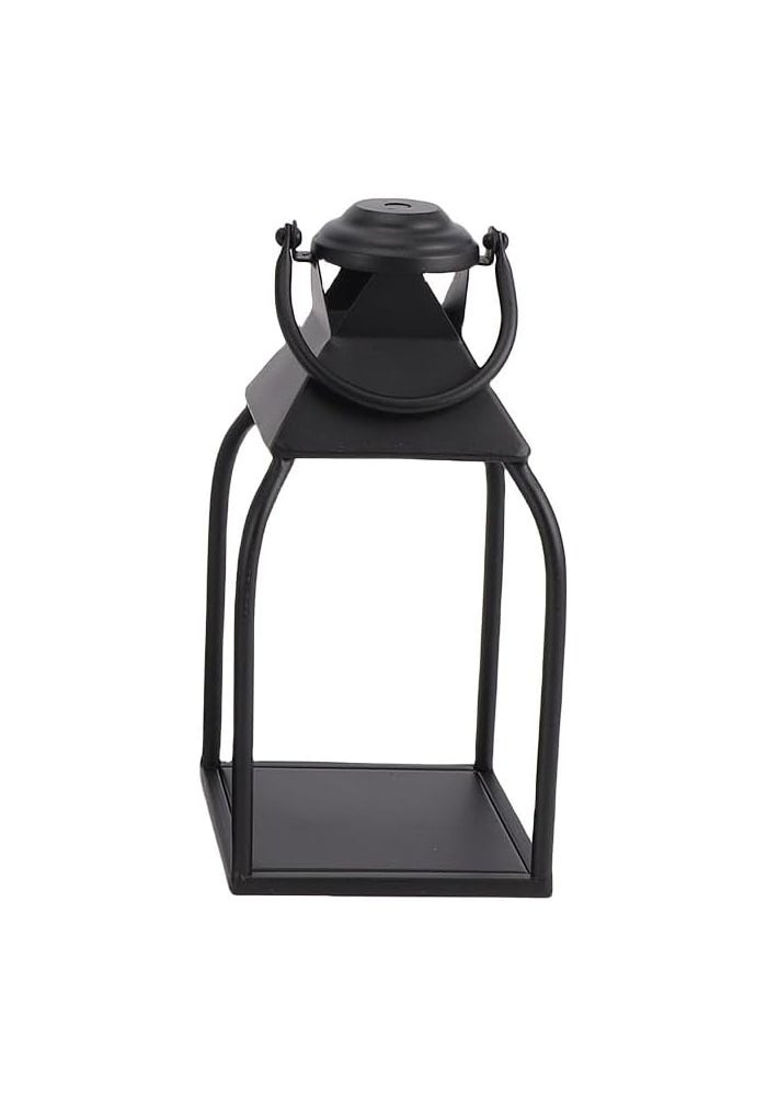 Generic Modern Black Metal Lantern Candle Holder Set for Fireplace Mantel Farmhouse Decor (Medium+Small) - Image 2